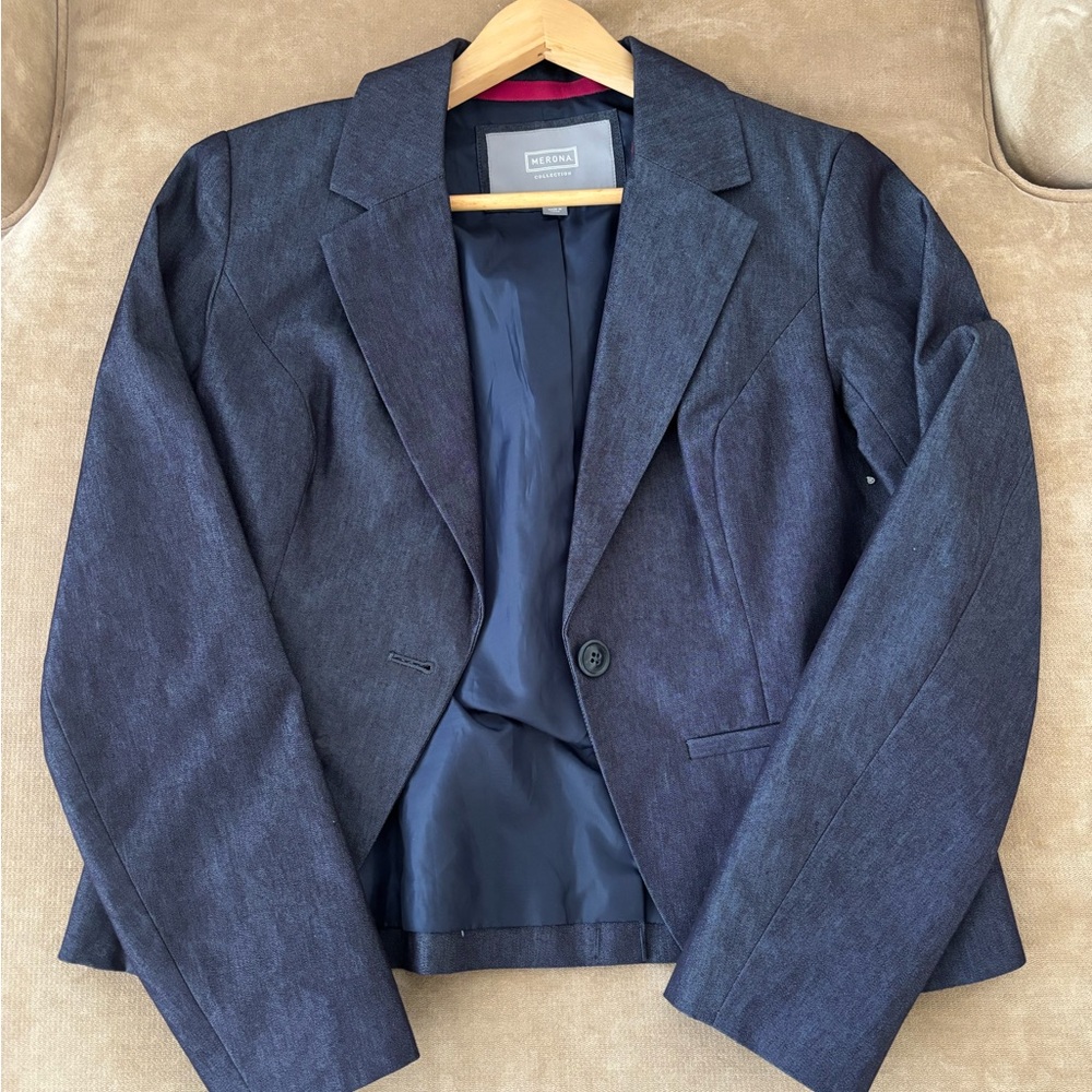Merona Grey/Blue/Charcoal Denim Blazer